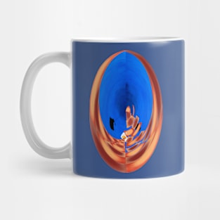 Disrupted Egg Path On Blue Cut Mug